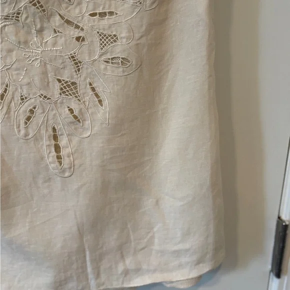 Nanette Lepore 100% Linen Embroidered Sleeveless Mixed Media Cottagecore Top - Picture 8 of 15